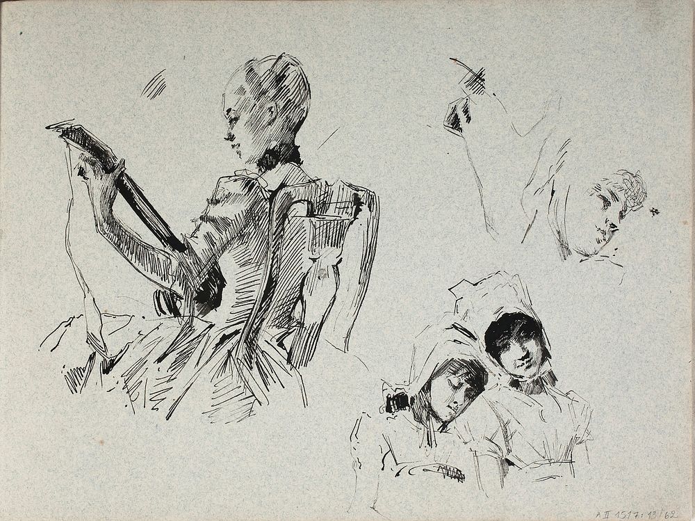 Dalinin kev&auml;tlaulu, luonnos, 1882 - 1886 part of a sketchbook by Albert Edelfelt