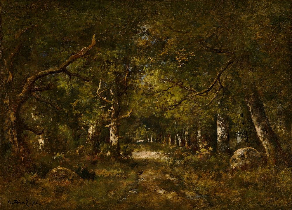 Forest Scene (1874) by Narcisse Diaz de la Pe&ntilde;a.  