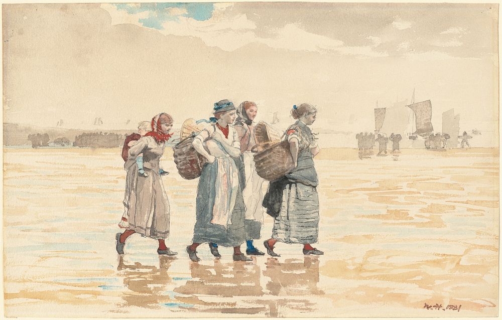 Four Fishwives on the Beach (1881) by Winslow Homer.  