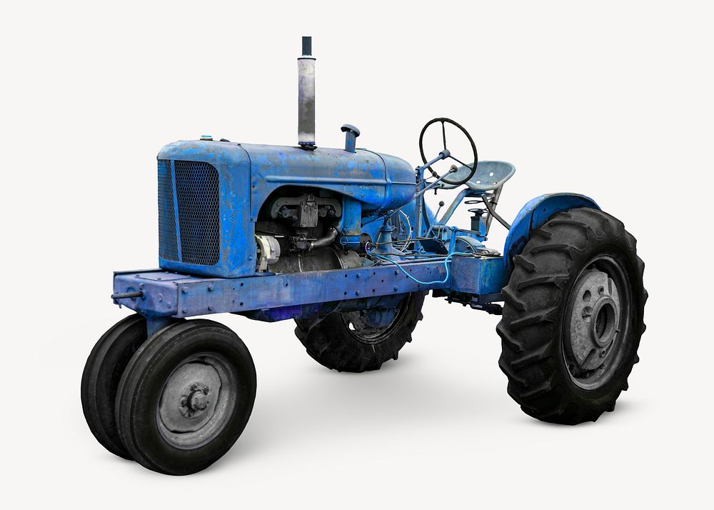 Blue tractor collage element psd