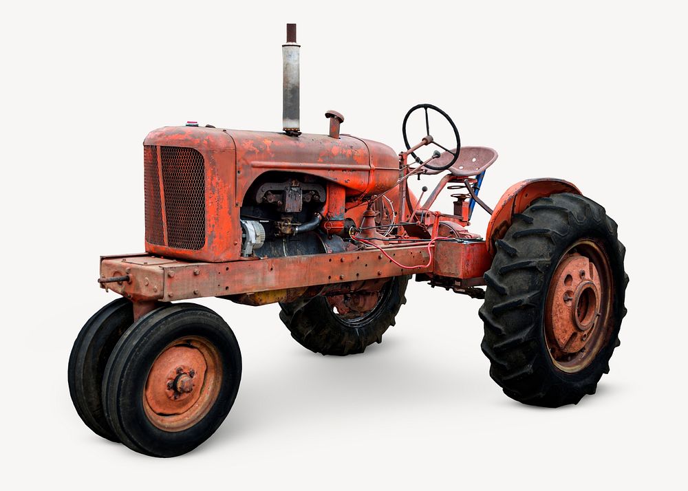 Red tractor collage element psd