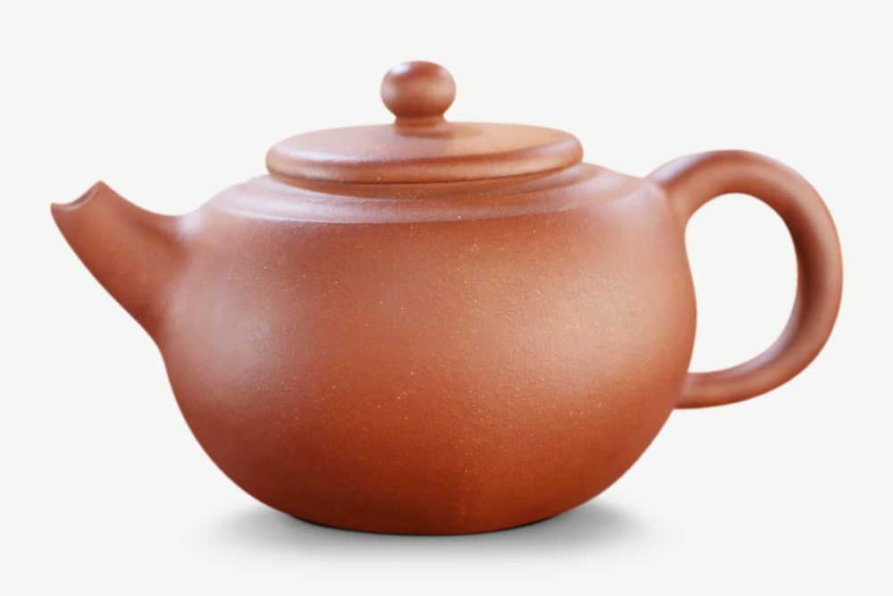 Clay teapot collage element psd
