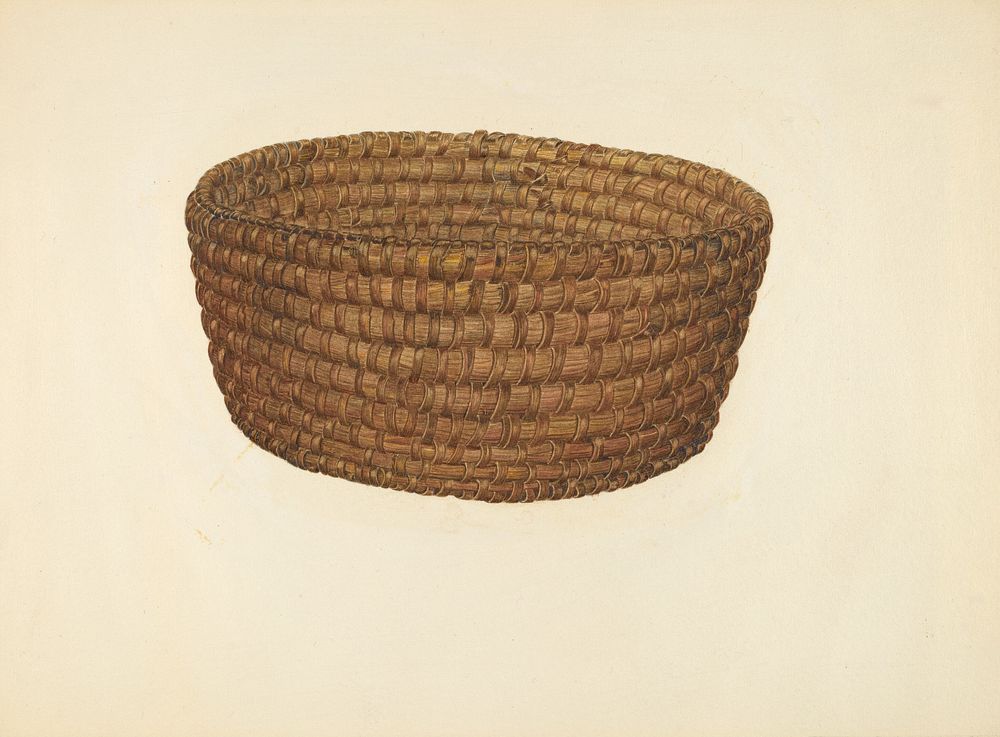 Hickory Bark and Oat Straw Basket (ca. 1940) by E. Allen Fritz.  