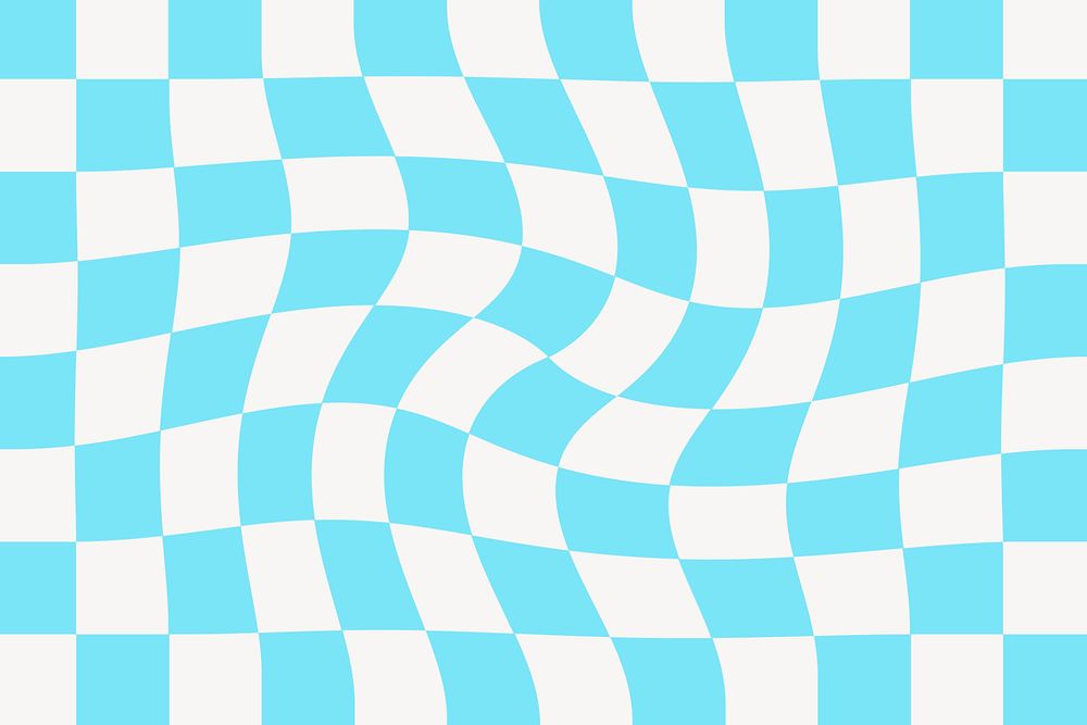 Distorted checkered pattern background, blue design
