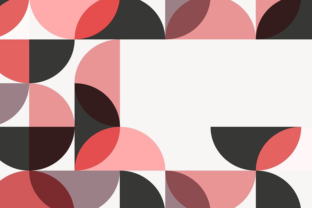 Pink Bauhaus border background, beige design vector