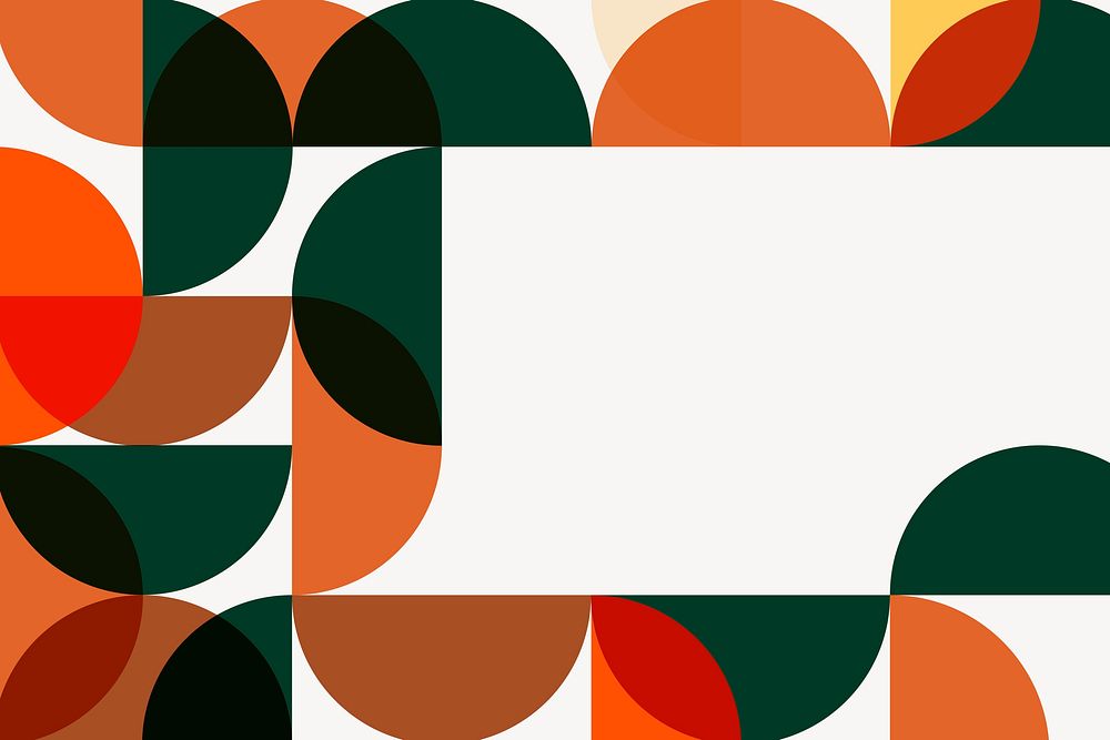 Orange Bauhaus border background, beige design vector