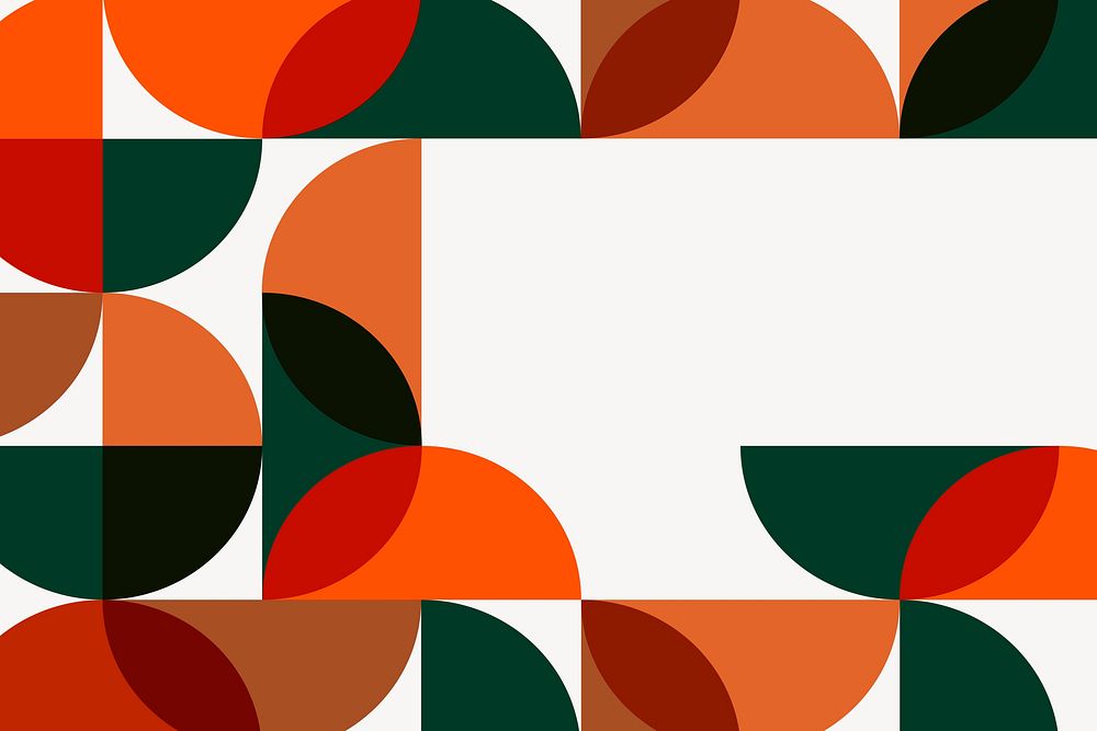 Orange Bauhaus border background, beige design vector