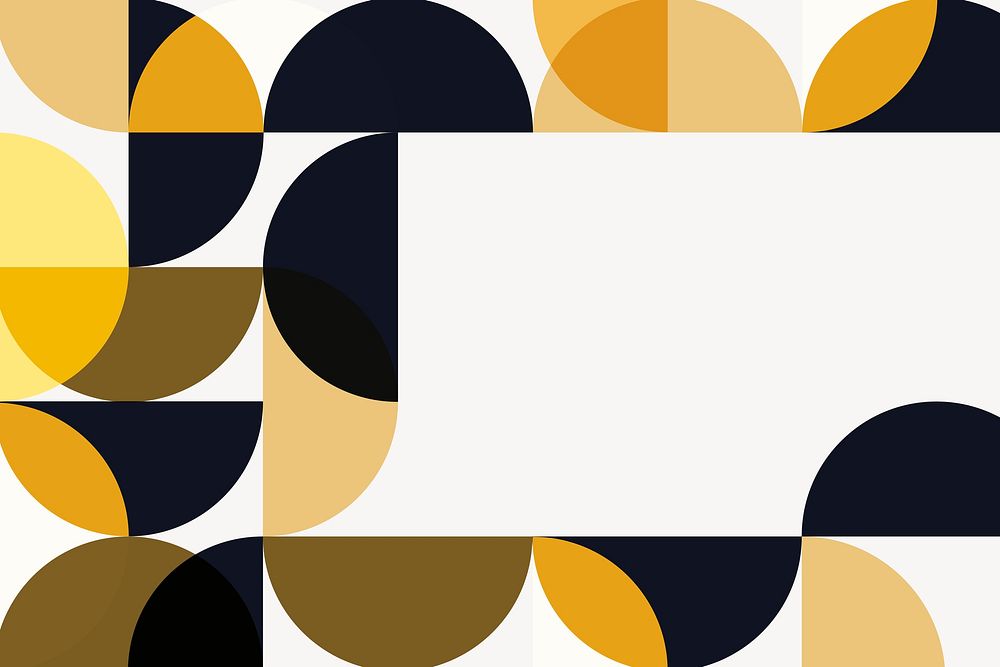 Yellow Bauhaus border background, beige design vector
