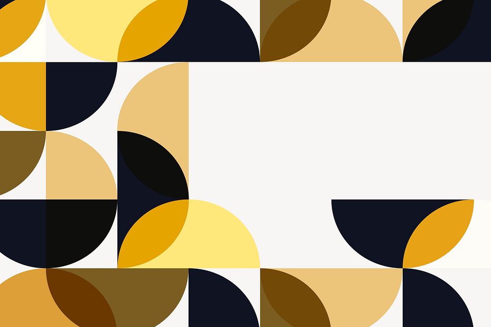 Yellow Bauhaus border background, beige design vector