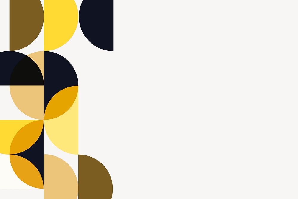 Yellow Bauhaus border background, beige design vector
