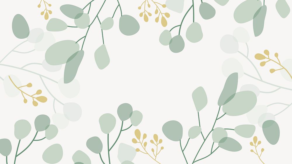 Beige botanical background, leaf border  vector