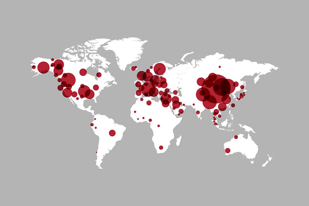 Global pandemic world map vector