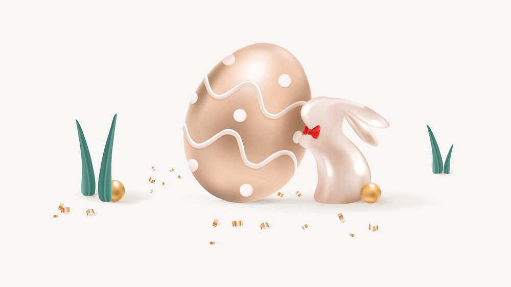 Easter background, 3D egg & bunny vector
