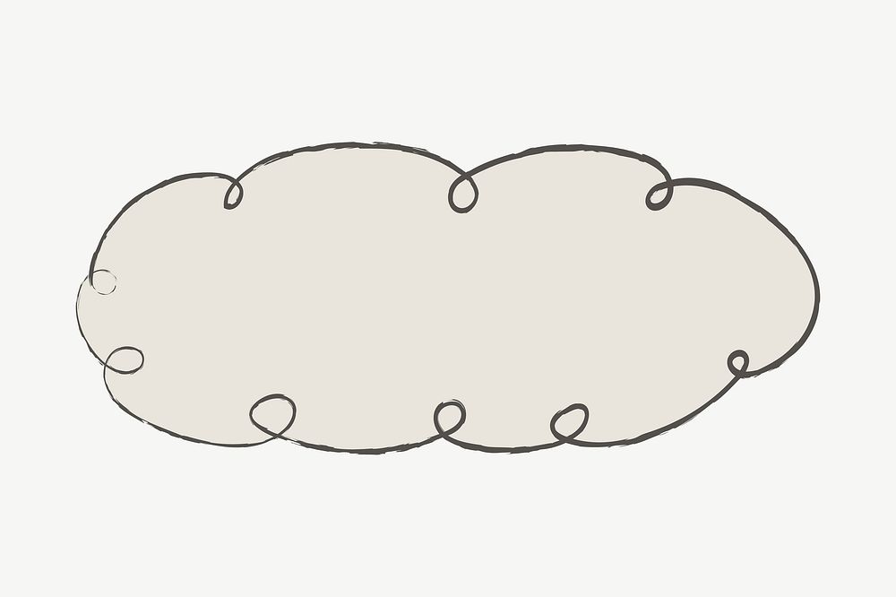 Brown doodle cloud, cute speech bubble vector