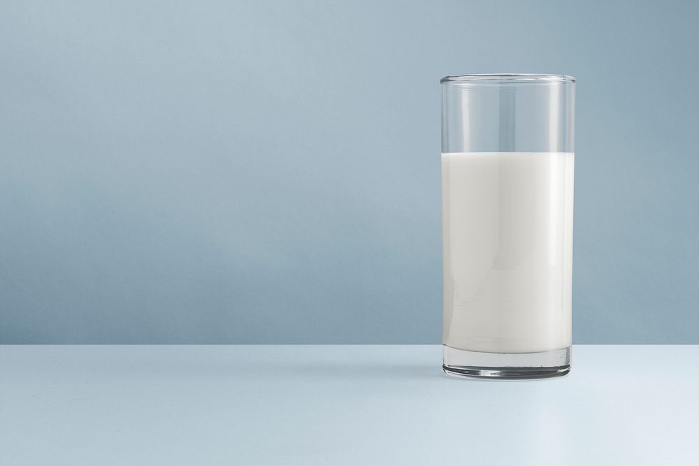 Milk glass blue background