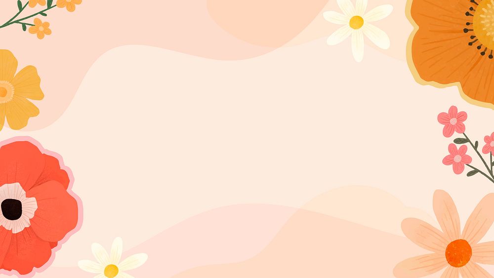 Pink floral desktop wallpaper, beautiful border frame