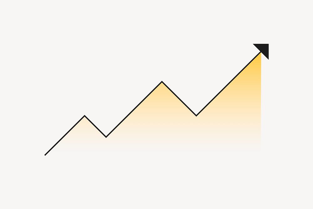 Upward arrow, yellow gradient graphic vector