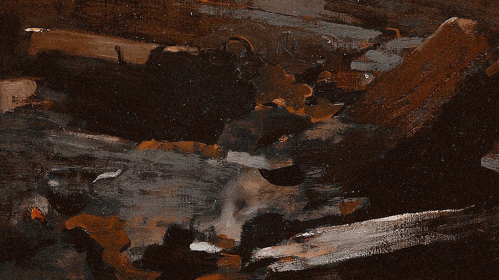 Abstract oil painting computer wallpaper, dark brown texture design