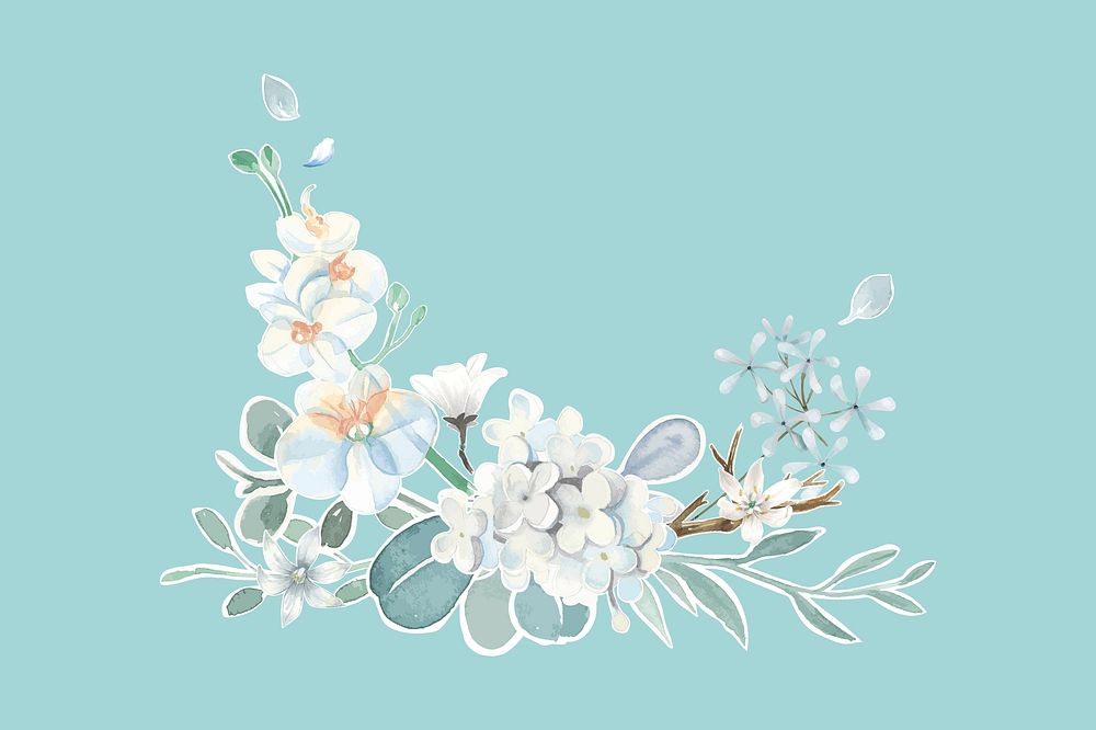 Flower border background, watercolor illustration vector