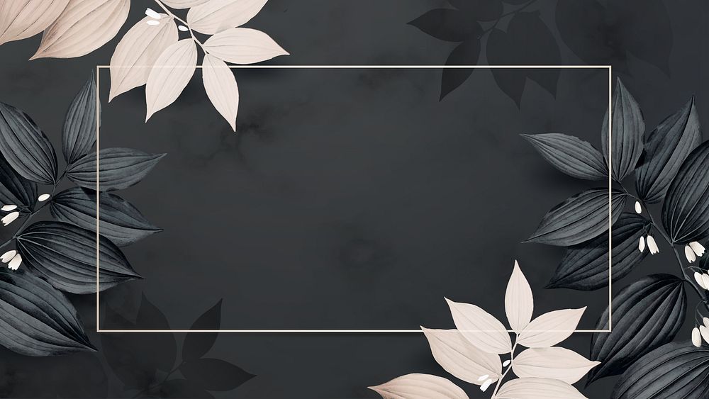 Aesthetic botanical frame desktop wallpaper, gray design