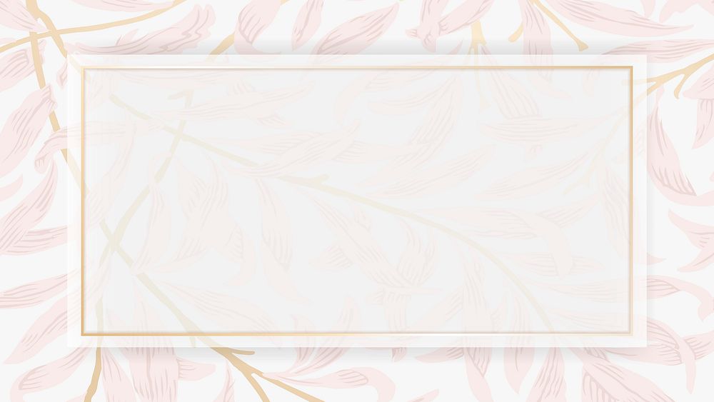 Aesthetic leafy frame desktop wallpaper, gold design