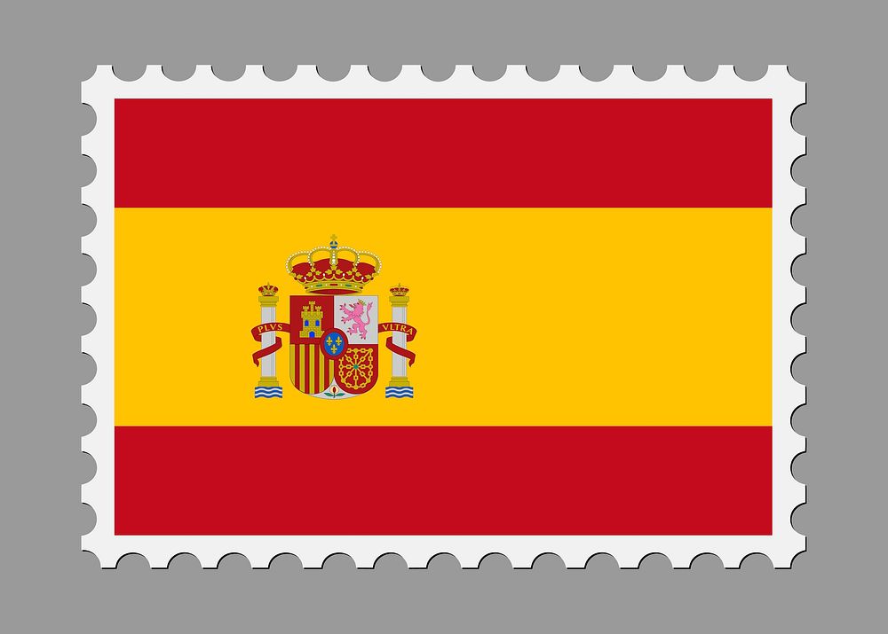 Spanish flag stamp illustration. Free public domain CC0 image.