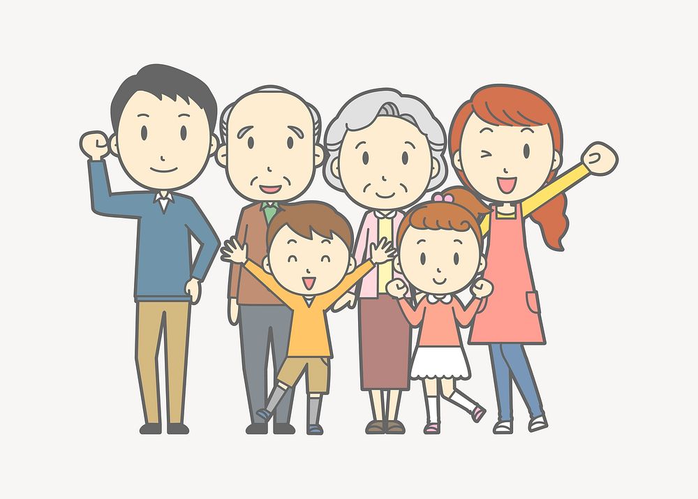 Family illustration. Free public domain CC0 image.