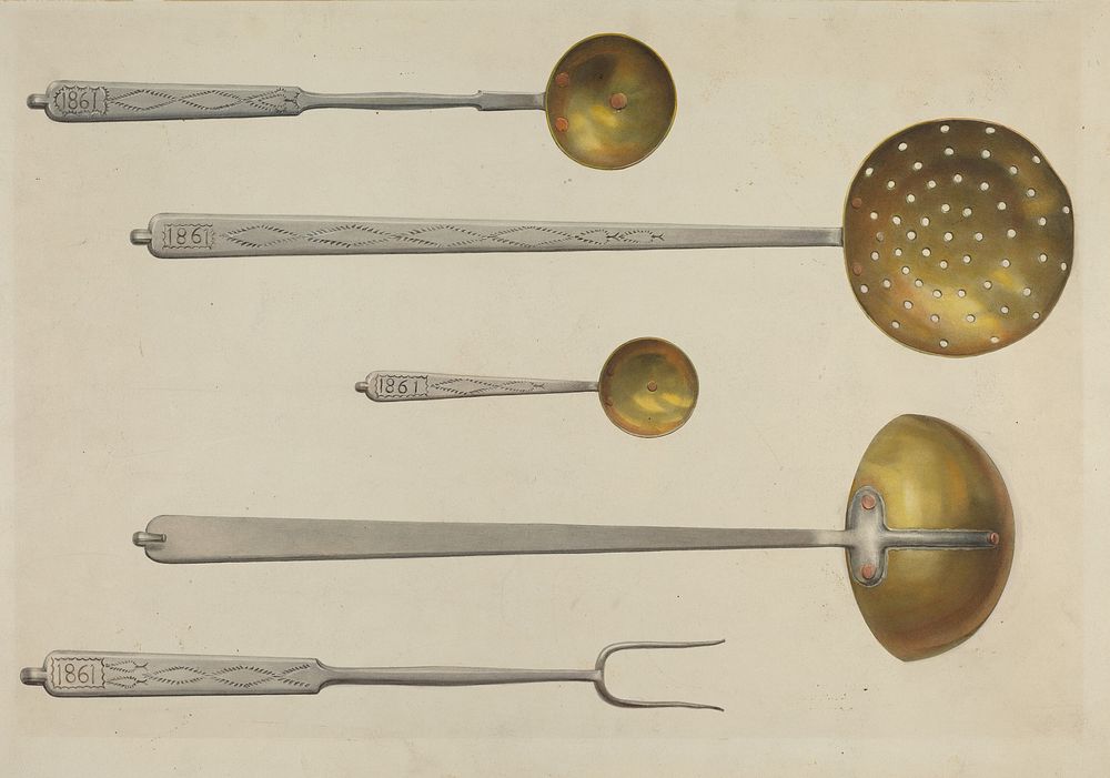 Kitchen Utensils (ca. 1939) by Fritz Boehmer.  