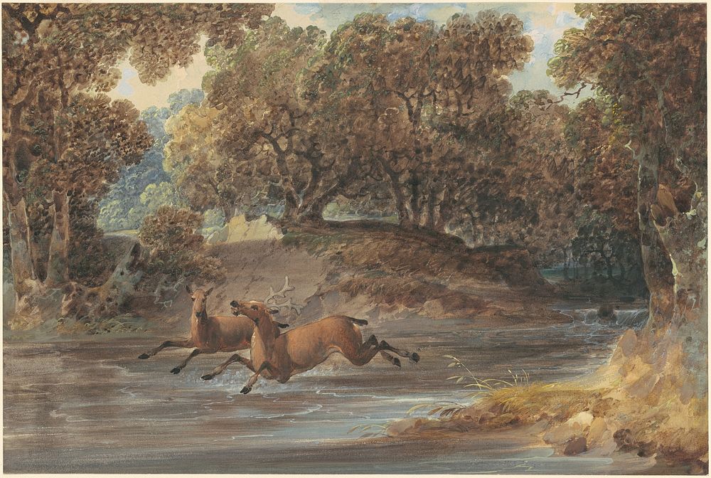 Landscape with Deer, North Carolina (ca. 1820) by Joshua Shaw.  