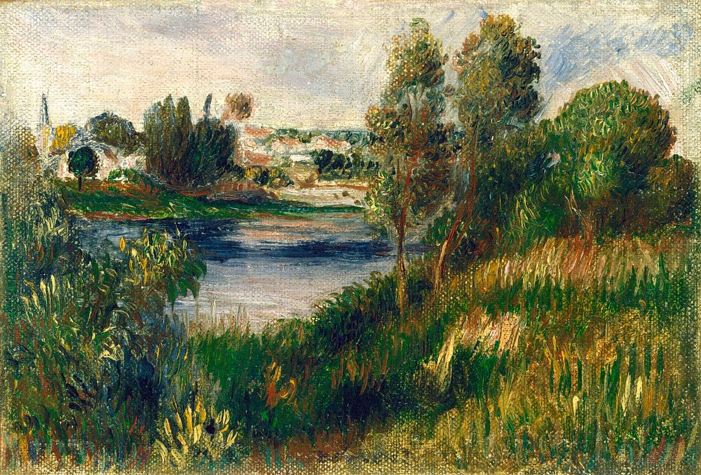 Pierre-Auguste Renoir's  Landscape at V&eacute;theuil (c. 1890) painting in high resolution 