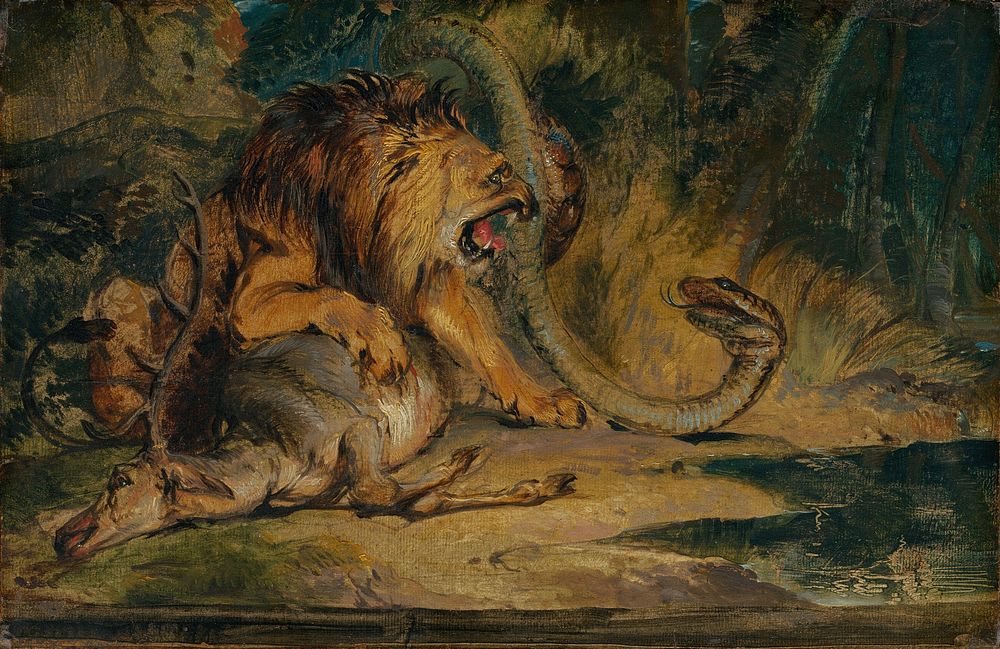 Lion Defending its Prey (c. 1840) by Sir Edwin Landseer.  