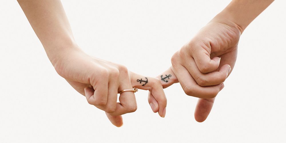 Couple with matching tattoo collage element  psd