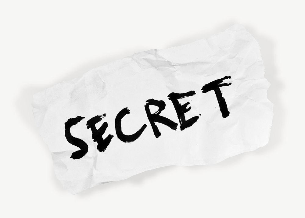 Secret word written on a piece of paper isolated psd