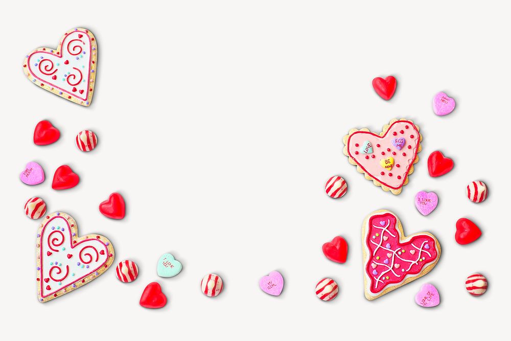 Heart cookies border collage element psd