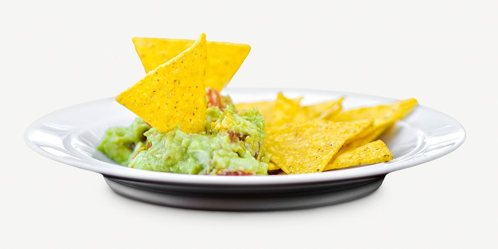 Guacamole and chips collage element psd