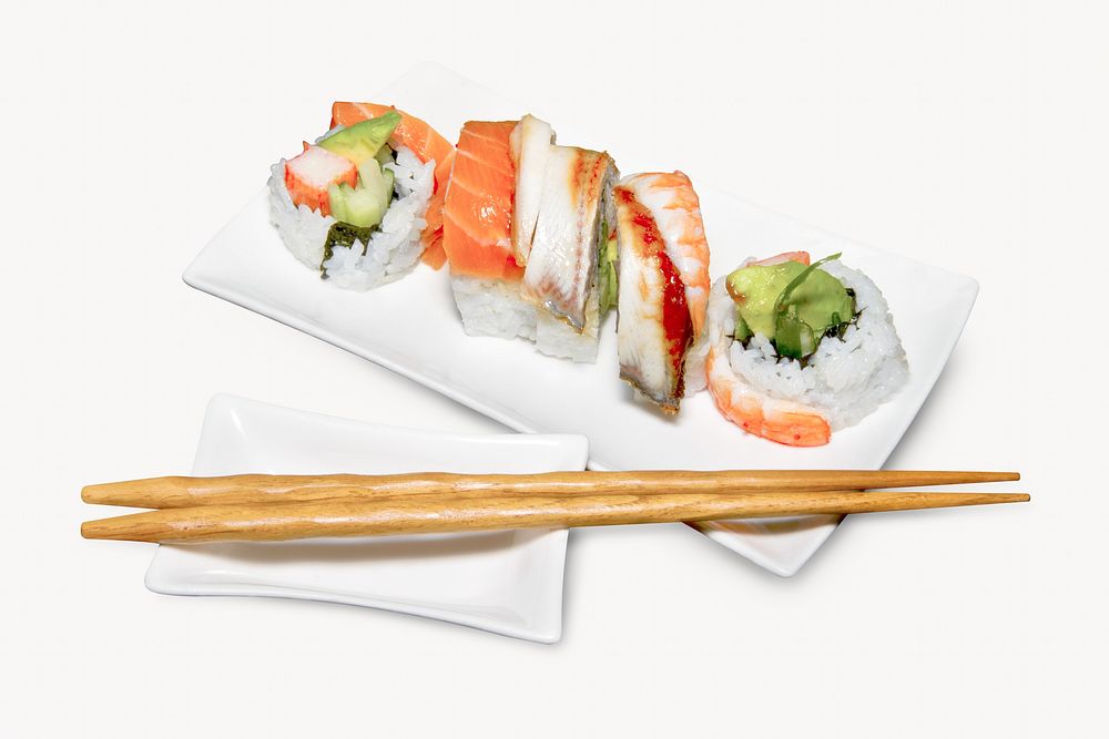 Japanese sushi isolated on off white design 