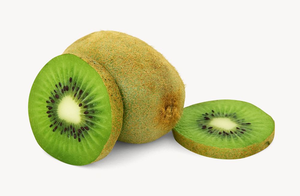 Kiwi fruit isolated on off white design 