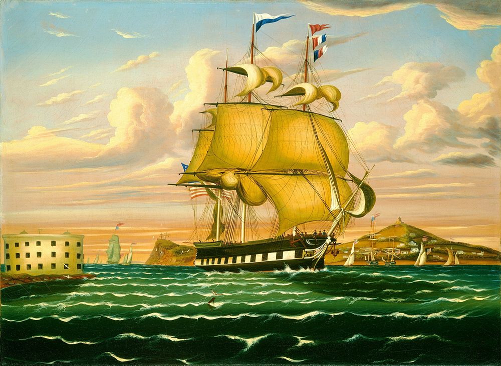 Packet Ship Passing Castle Williams, New York Harbor (mid 19th century) by Thomas Chambers.  