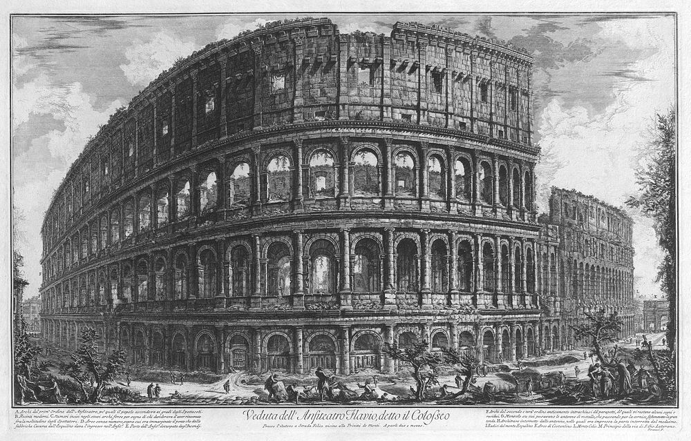 drawings public domain, piranesi, vintage colosseum, architecture drawings