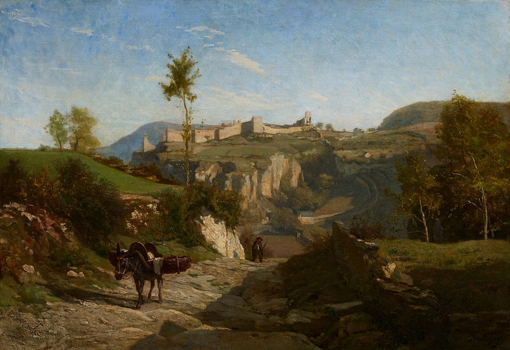 Landscape near Cr&eacute;mieu (ca. 1849) painting in high resolution by Charles-Fran&ccedil;ois Daubigny.  