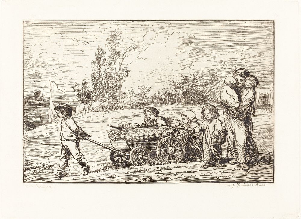 Boarding the Bottin (L'Emmenagement au Bottin) (1862) print in high resolution by Charles-Fran&ccedil;ois Daubigny. 