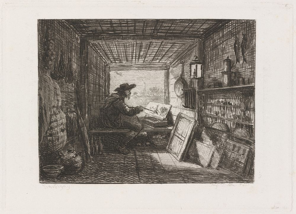 Studio on the Boat (Le Bateau-atelier) (1862) print in high resolution by Charles-Fran&ccedil;ois Daubigny. 