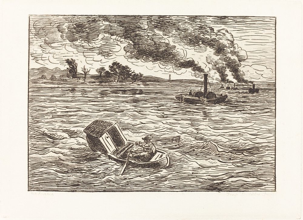 Steam Boats (Les Bateaux a vapeur) (1862) print in high resolution by Charles-Fran&ccedil;ois Daubigny. 