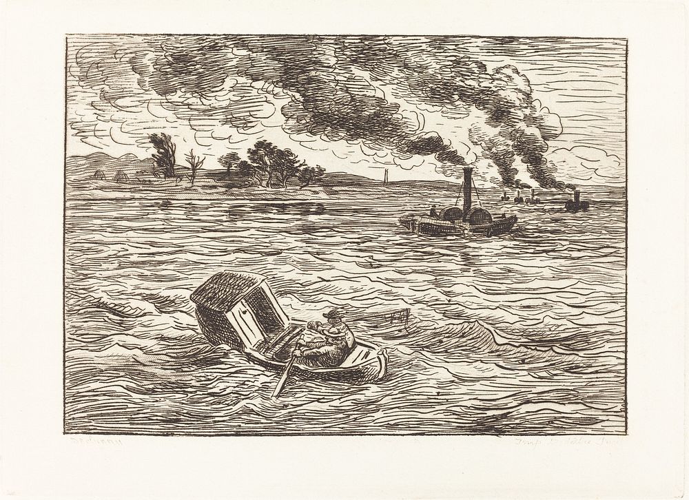 Steam Boats (Les Bateaux a vapeur) (1862) print in high resolution by Charles-François Daubigny. 