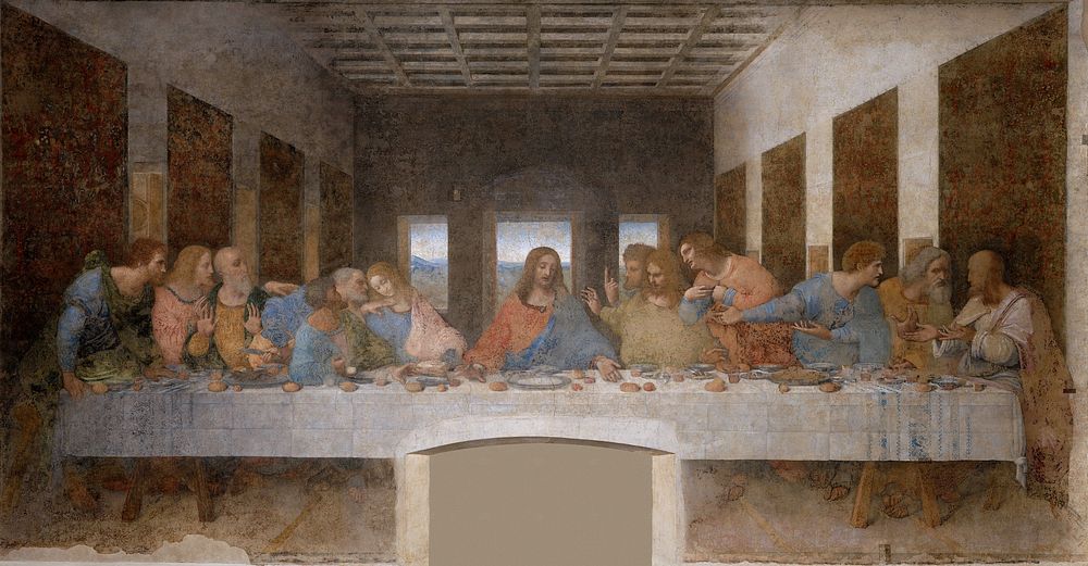 Leonardo da Vinci's The Last Supper (1495-1498) famous painting. Original from Wikimedia Commons. 