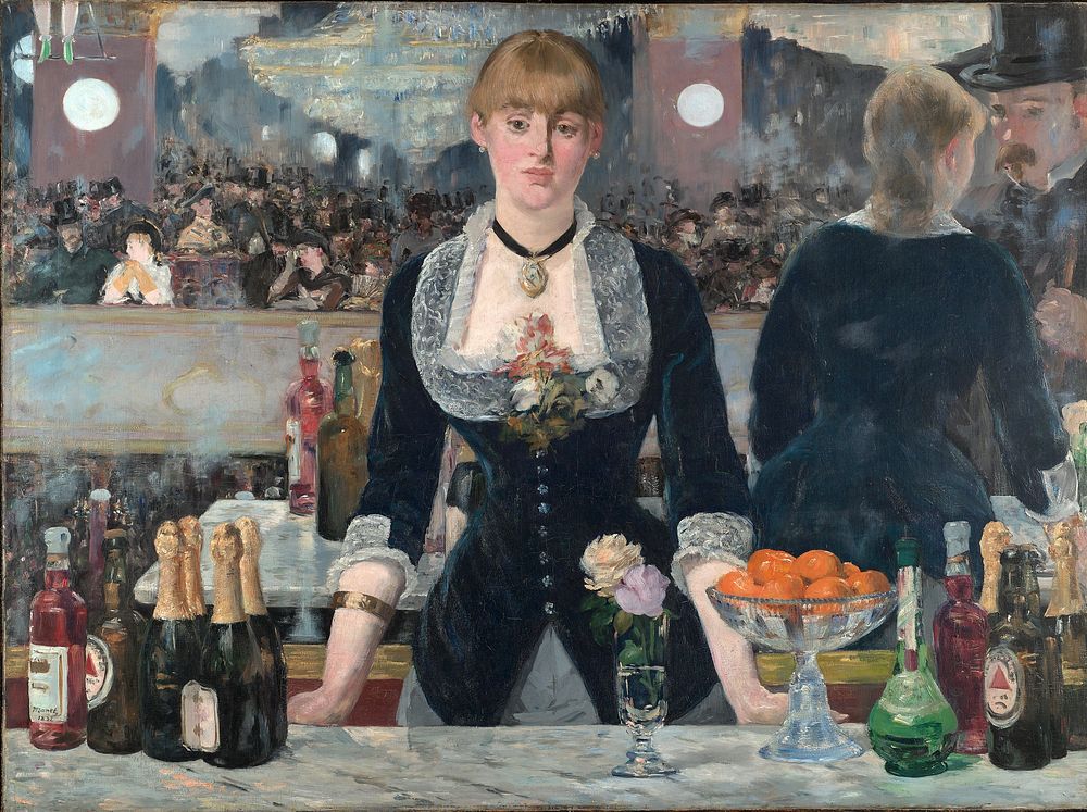 Edouard Manet's A Bar at the Folies-Berg&egrave;re (1882) famous painting. Original from Wikimedia Commons. 