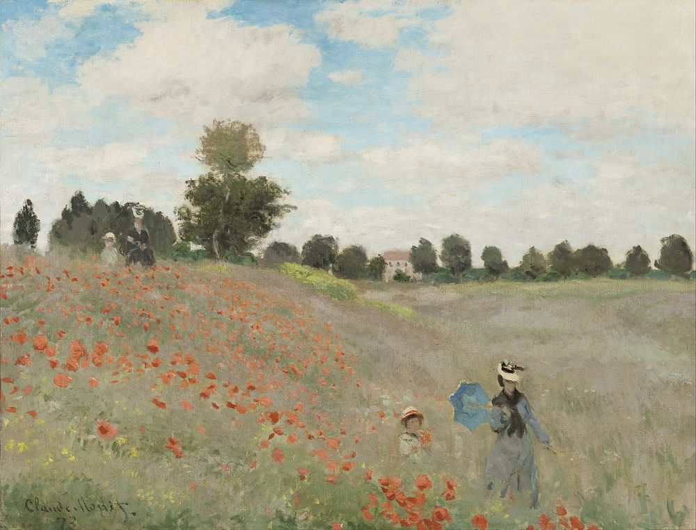 Claude Monet's The Poppy Field near Argenteuil (1873) famous painting. Original from Wikimedia Commons. 