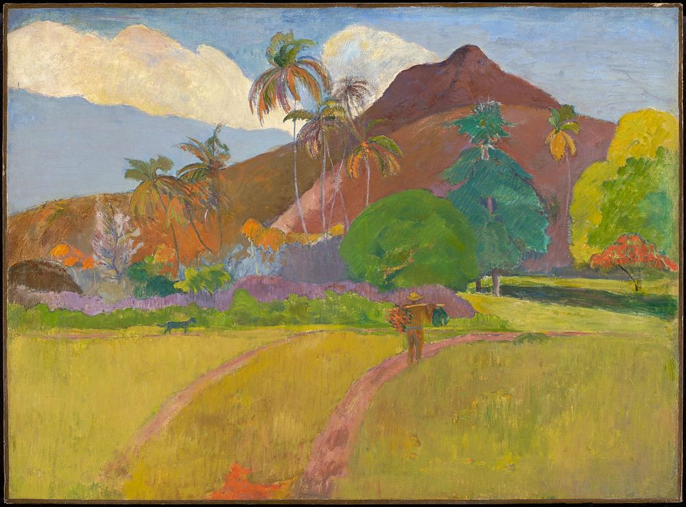 Paul Gauguin's Tahitian Landscape (1891) famous painting.  