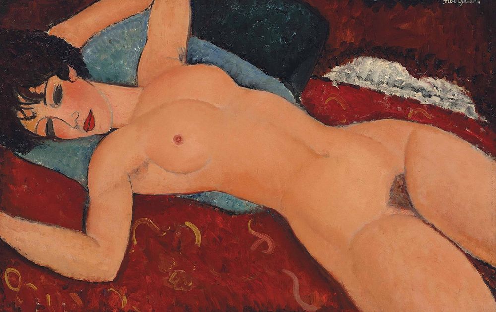 Amedeo Modigliani's Nu couché (1917) famous painting. Original from Wikimedia Commons. 