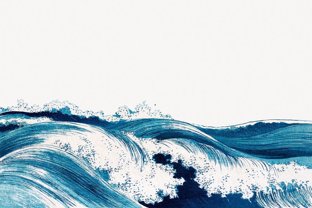 Vintage Japanese ocean waves psd.  Remastered by rawpixel. 